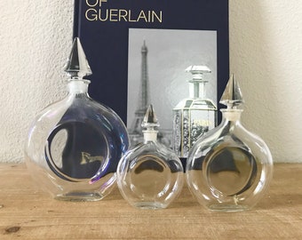 Vintage 1960s Guerlain Shalimar EMPTY BOTTLE Montre Round Bottle 8 Oz 250 ml 3.4 oz 100 ml 1.7 oz 50 ml Gift for French  Perfume Collectors
