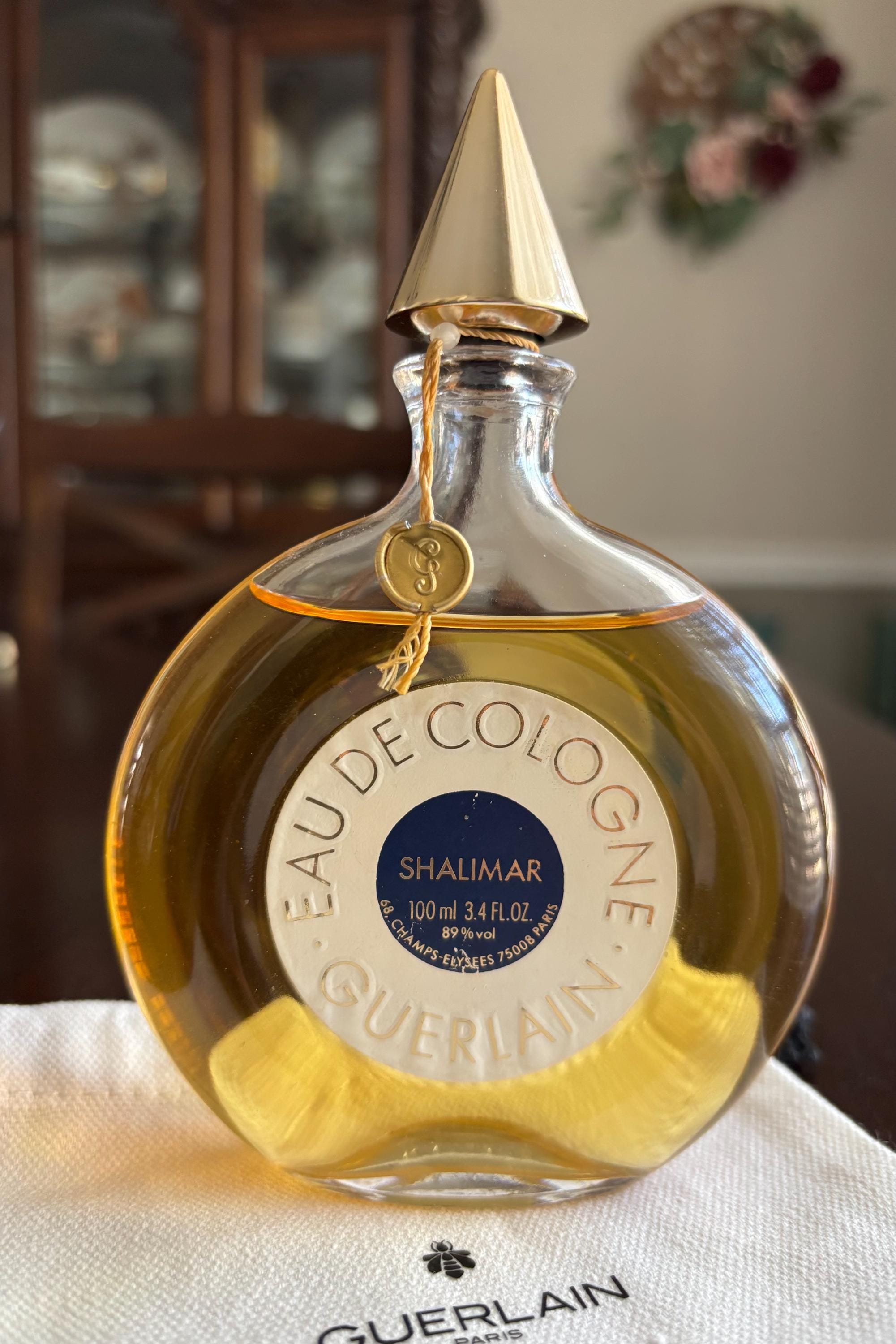 Vintage 1970s Guerlain Shalimar Eau De Cologne 100ml 3.4 Oz Round