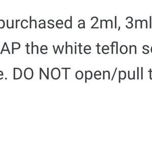 May include: Text instructions for perfume samples: Remove the white sealing tape from the top of the bottle before using. Do not open the cap if the tape is still attached.