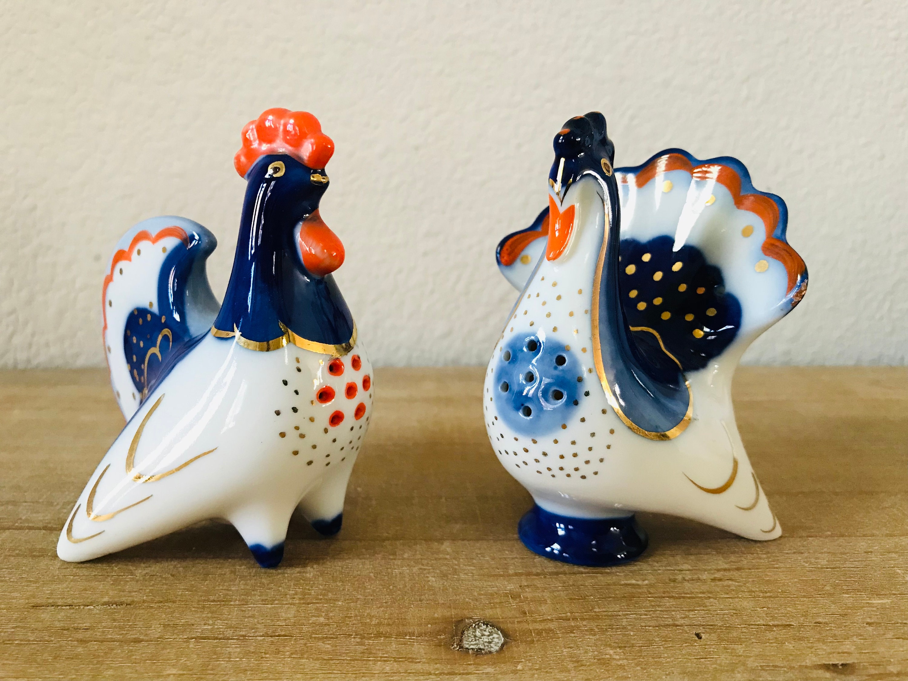 Porcelain White and Blue Salt and Pepper Shakers - Etsy