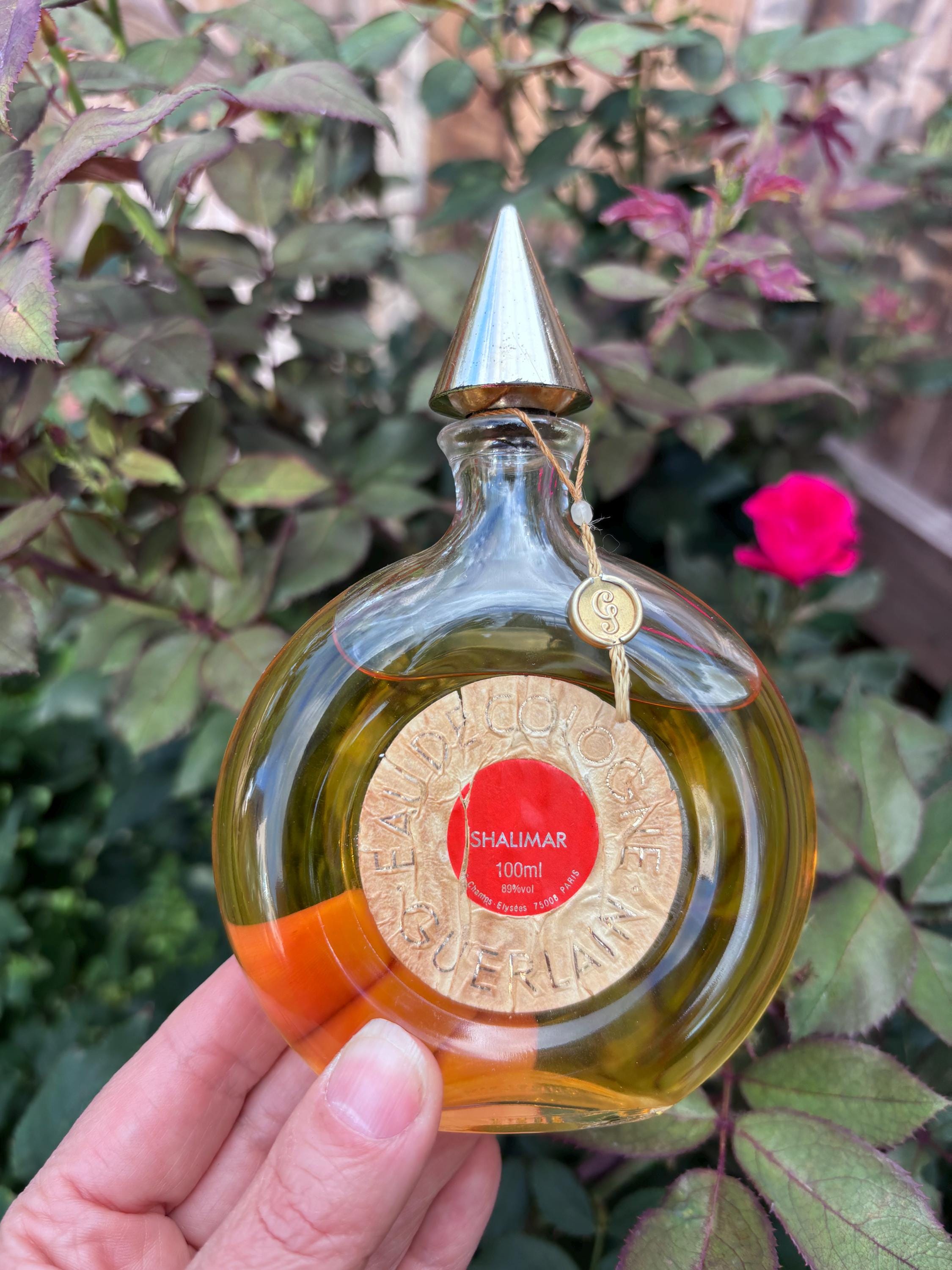 Vintage Guerlain Shalimar Eau De Cologne, 3.4 Oz Round Bottle With