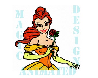 Diseño de bordado de máquina Princess Belle en 2 tamaños---instantánea descargar---