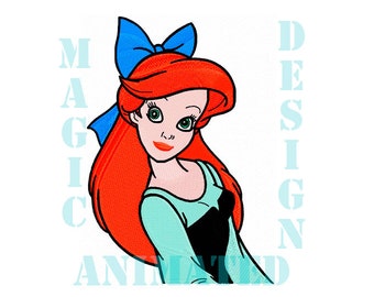 Little Mermaid Ariel bordado diseño de la máquina en descarga instantánea de 5 X 7------