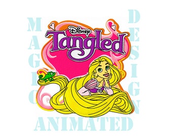 Princesa Rapunzel diseño bordado en 2 tamaños---descarga inmediata---