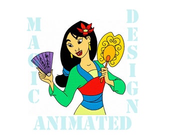 Mulan princesa bordado diseño en 4 tamaños---descarga inmediata---