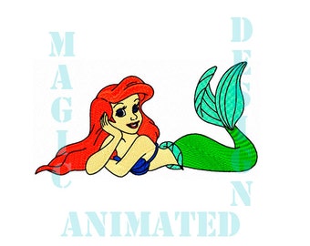 Little Mermaid Ariel bordado diseño de la máquina en 2 tamaños---descarga inmediata---