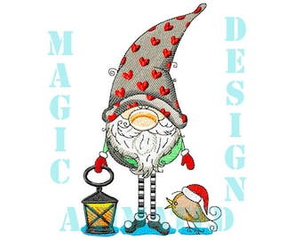 Elfo Claus Gray Machine Embroidery Design en 4 tamaños ---Descarga instantánea---