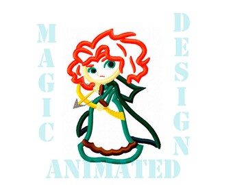 Brave Princess Merida Machine Applique Design in 3 sizes ---Instant download---