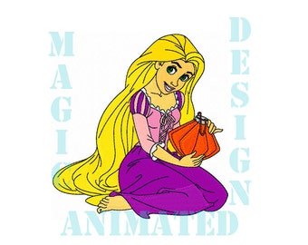 Princesa Rapunzel diseño bordado en 4 tamaños---descarga inmediata---