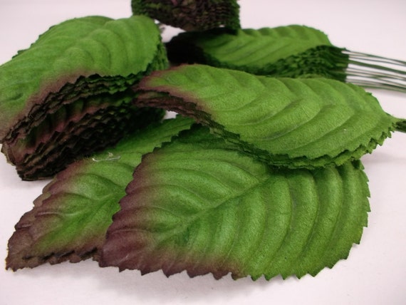 Fake Leaves Green Brown Rose Leaves Mulberry Paper Artificial Leaf