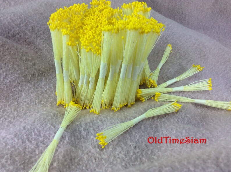 Pollin String Yellow Pollen Water Drop Head Flower Stamen Pollens 4800 Heads 2400 Pcs ...