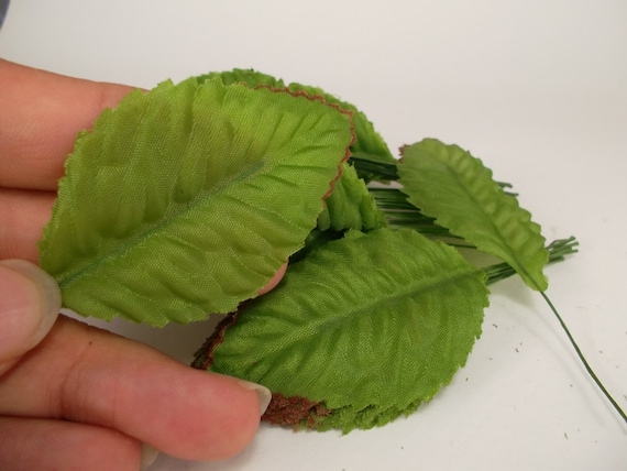 Fake Leaves Silk Green Brown Rose Leaves Fabric Artificial Leaf with Wire Stem Wedding Bouquet Make Hair Clips Size#1 Fake Leaves Silk Green Brown Rose Leaves Fabric Artificial Leaf with Wire Stem Wedding Bouquet Make Hair Clips Size#1