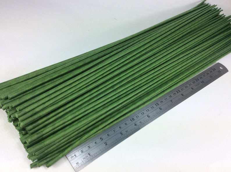 100 Stems Large Long Big Length 20 X 4 mm Floral Wire Flower Stem Artificial Floral Stem Green Wire Stems Gauge#16