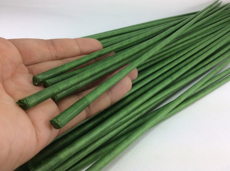 100 Stems Large Long Big Length 20 X 4 mm Floral Wire Flower Stem Artificial Floral Stem Green Wire Stems Gauge#16
