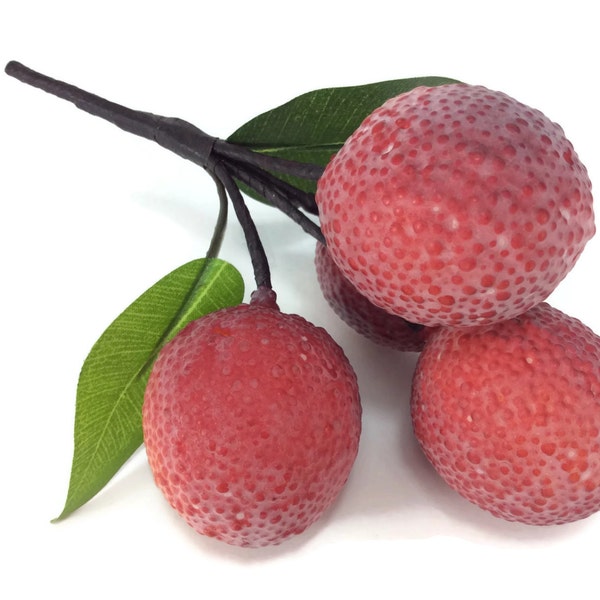 Lychee Artificial Lifelike Simulation Leaves Faux Fake Fruit Home Kitchen Cabinet Decoration Realistic Clay Assortment