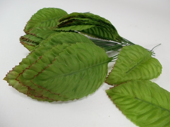 Fake Leaves Silk Green Brown Rose Leaves Fabric Artificial Leaf