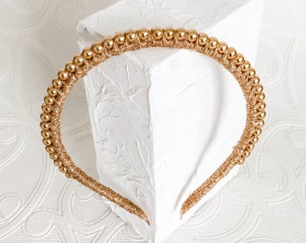 Pearl Headband, Crown, Headpiece, Fascinator, simple - Gold