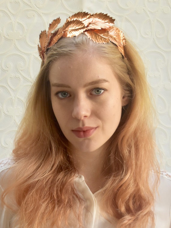 Copper Metal Leaf Crown Fascinator Headpiece Etsy