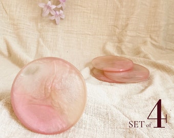 Coaster Set of 4 | Round, Resin, pink, champagne, pearl