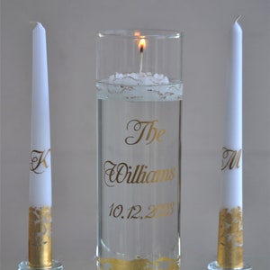 Ceremonial Unity Candle Set, Glass Unity Candle set for Wedding, Unity Ceremony Candle set Personalized