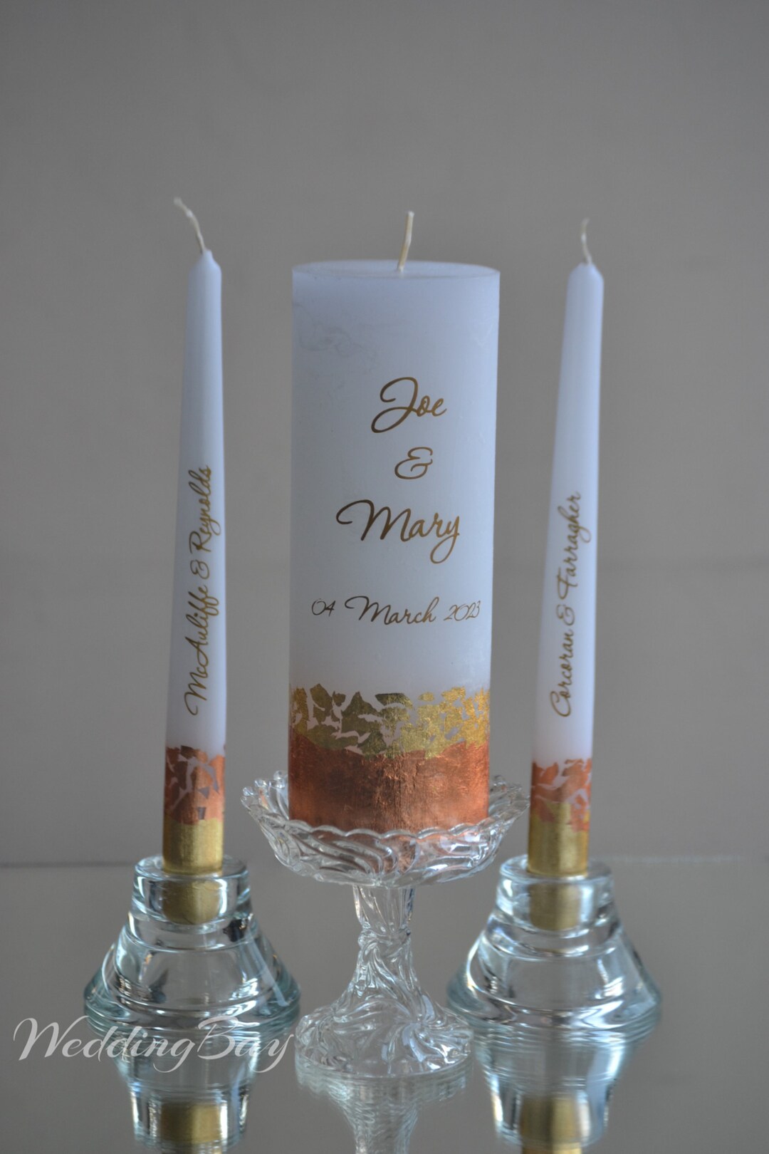 Rose Gold Unity Candle Set Wedding Candle Set Personalized Etsy