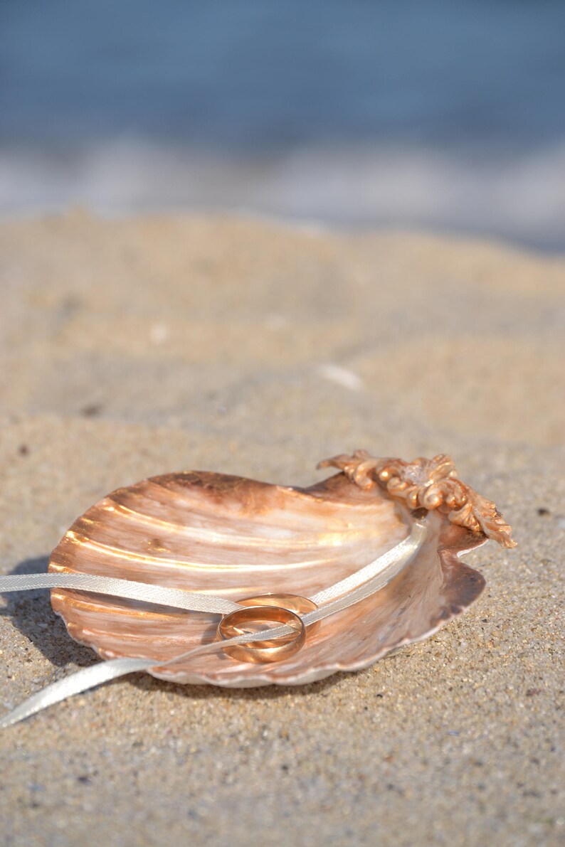 Seashell Ring Holder Rosegold Shell Ring Bearer Engagement Etsy UK