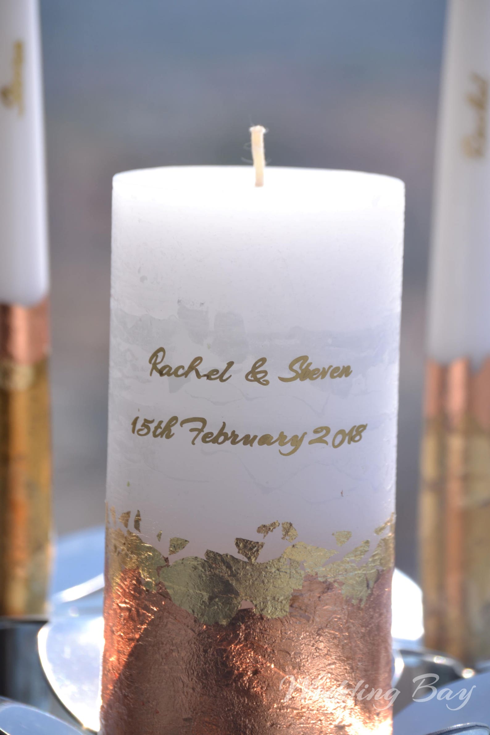 Rose Gold Unity Candle Set Wedding Candle Set Personalized Etsy