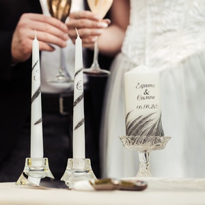 Ensemble de bougies Unity en noir et blanc pour mariage, bougies noires et blanches personnalisées, ensemble de bougies Unity assorties, bougies peintes à la main