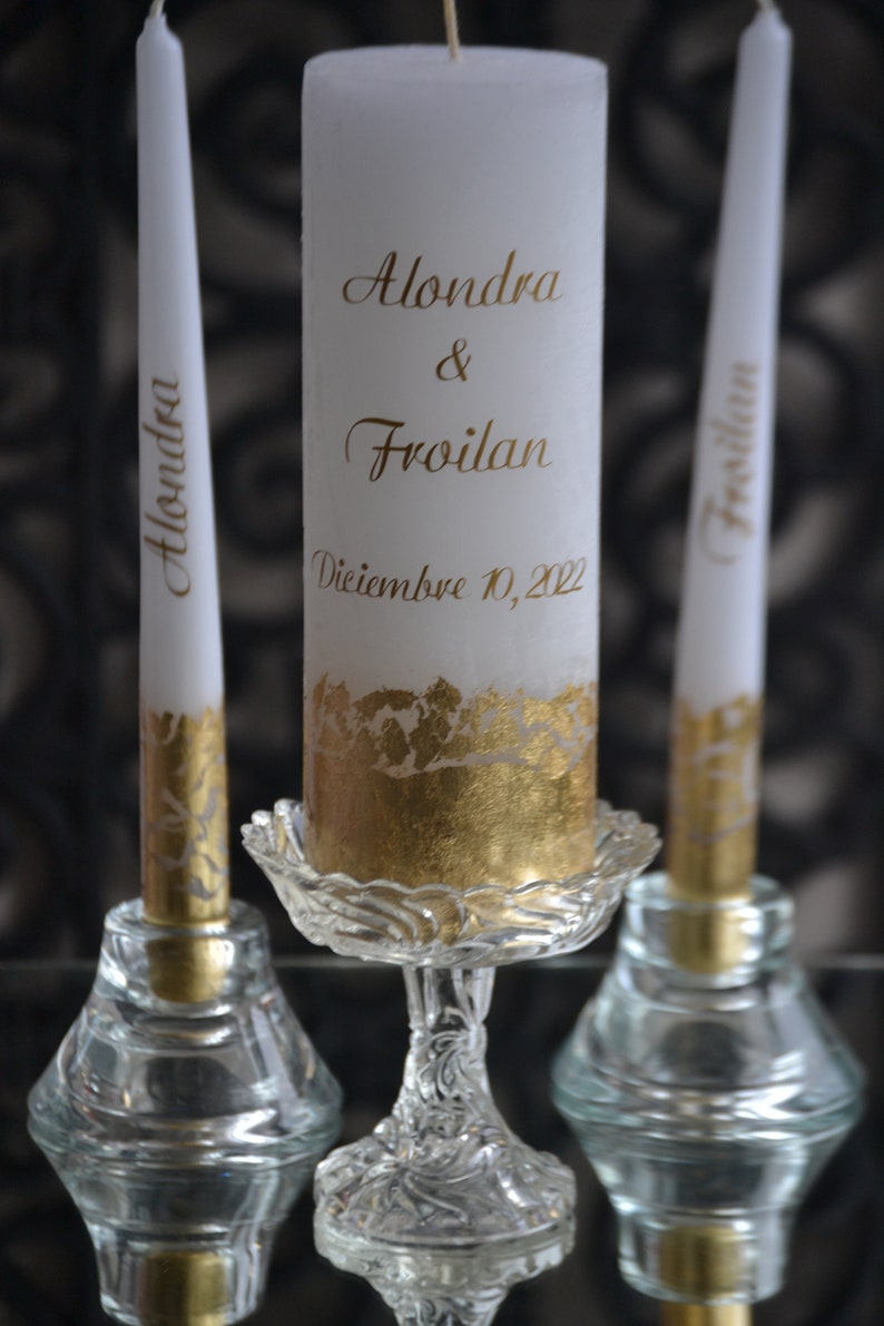 Gold Unity Candles for Wedding Unity Ceremony Candle Set Etsy