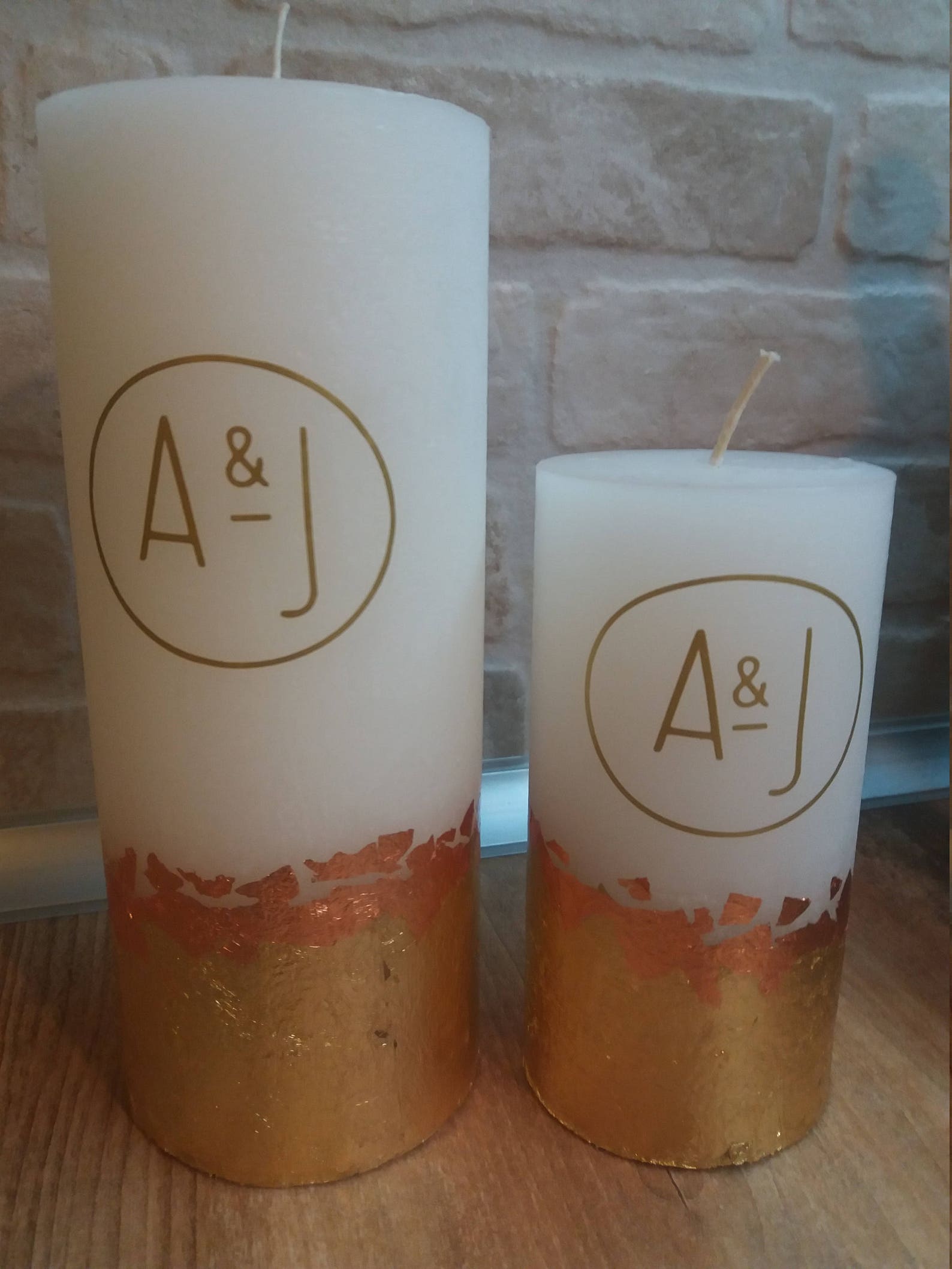 Rose Gold Unity Candle Set Wedding Candle Set Personalized Etsy