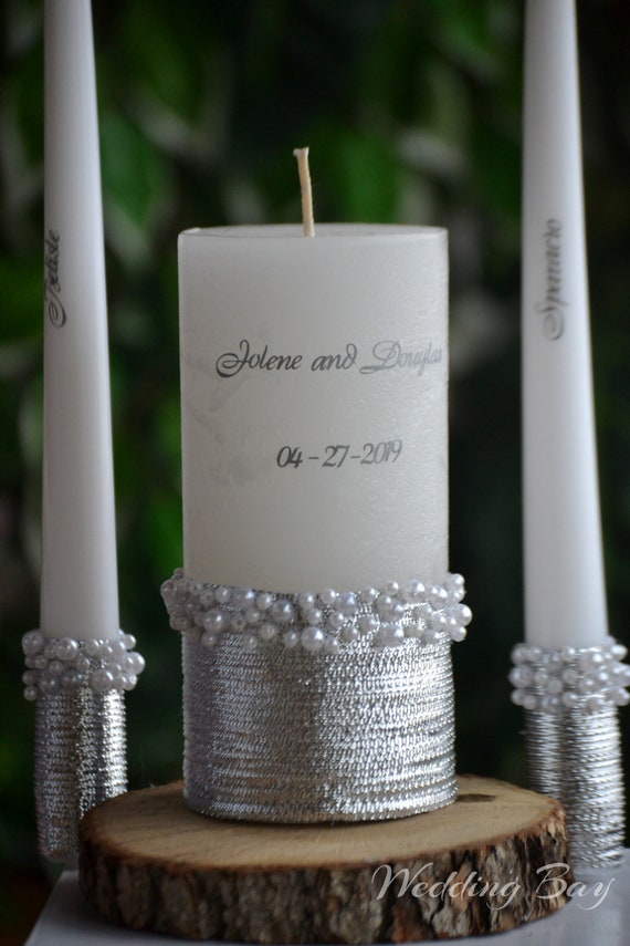 Unity Candle Copper Unity Candle Set Pearls Decoration Candle Etsy