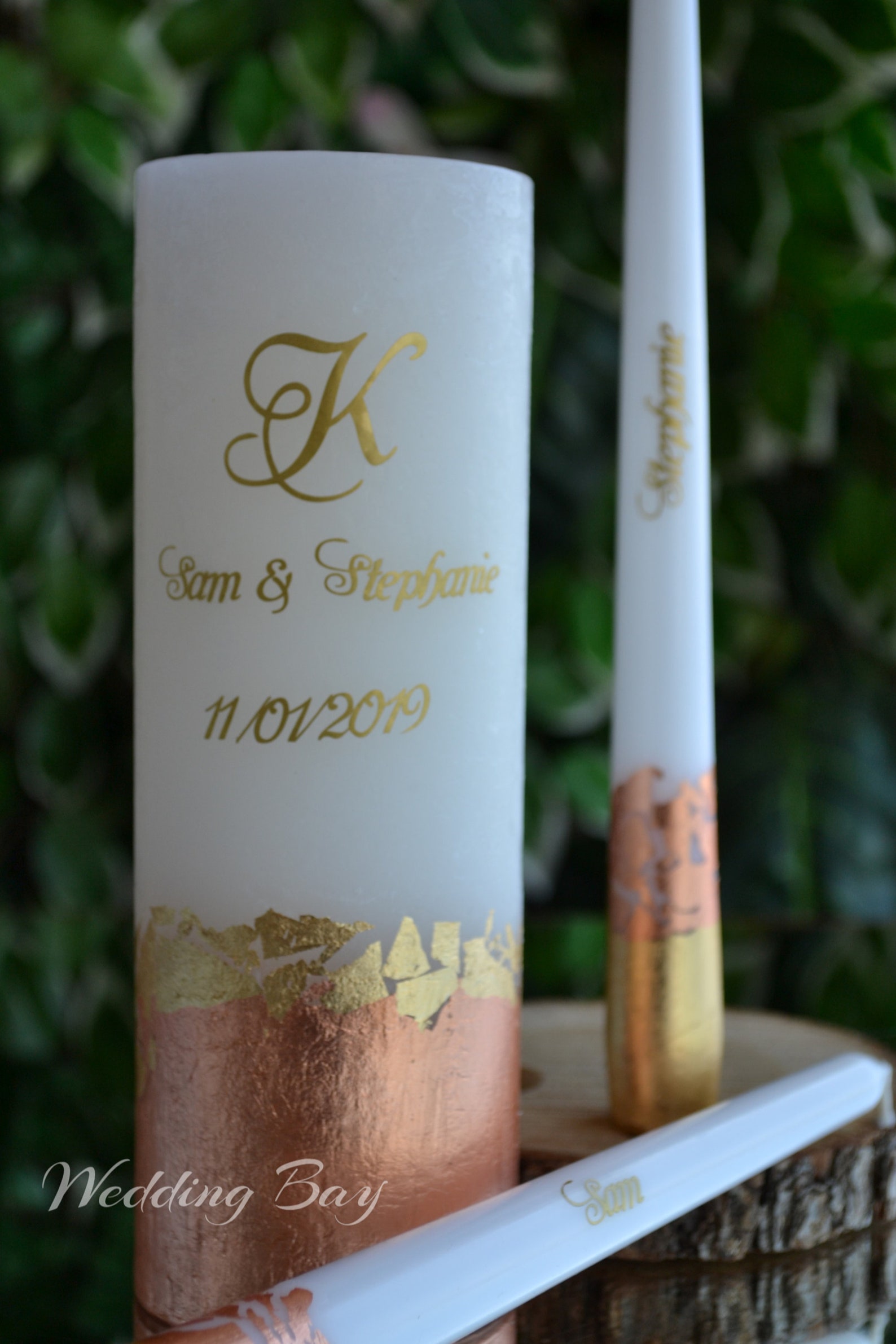Rose Gold Unity Candle Set Wedding Candle Set Personalized Etsy
