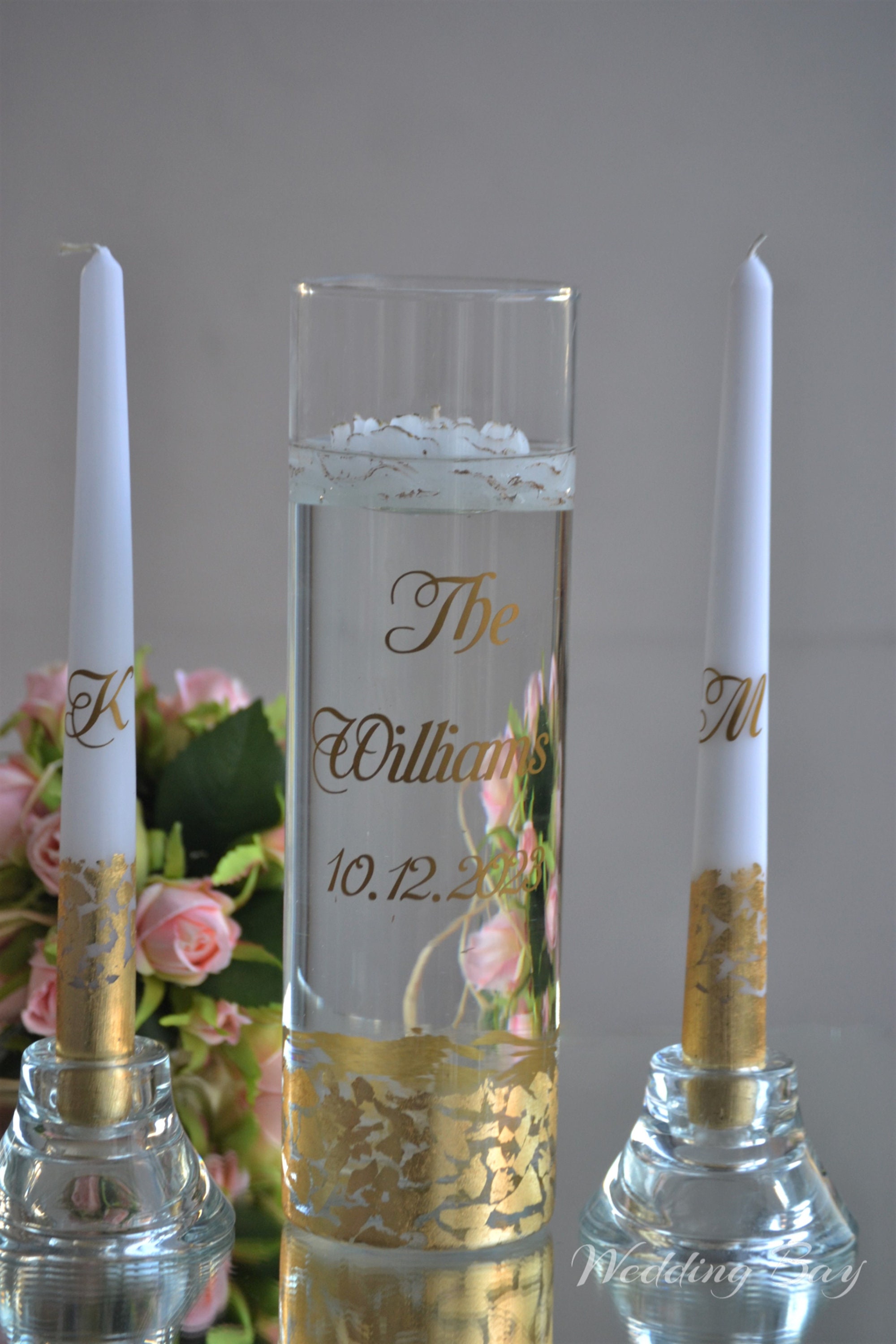 Ceremonial Unity Candle Set Glass Unity Candle Set for Wedding