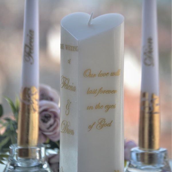 Unity candle set Heart unity candle Wedding candles Personalized unity candle set Custom unity candle  Wedding gift ideas Ceintre mariage