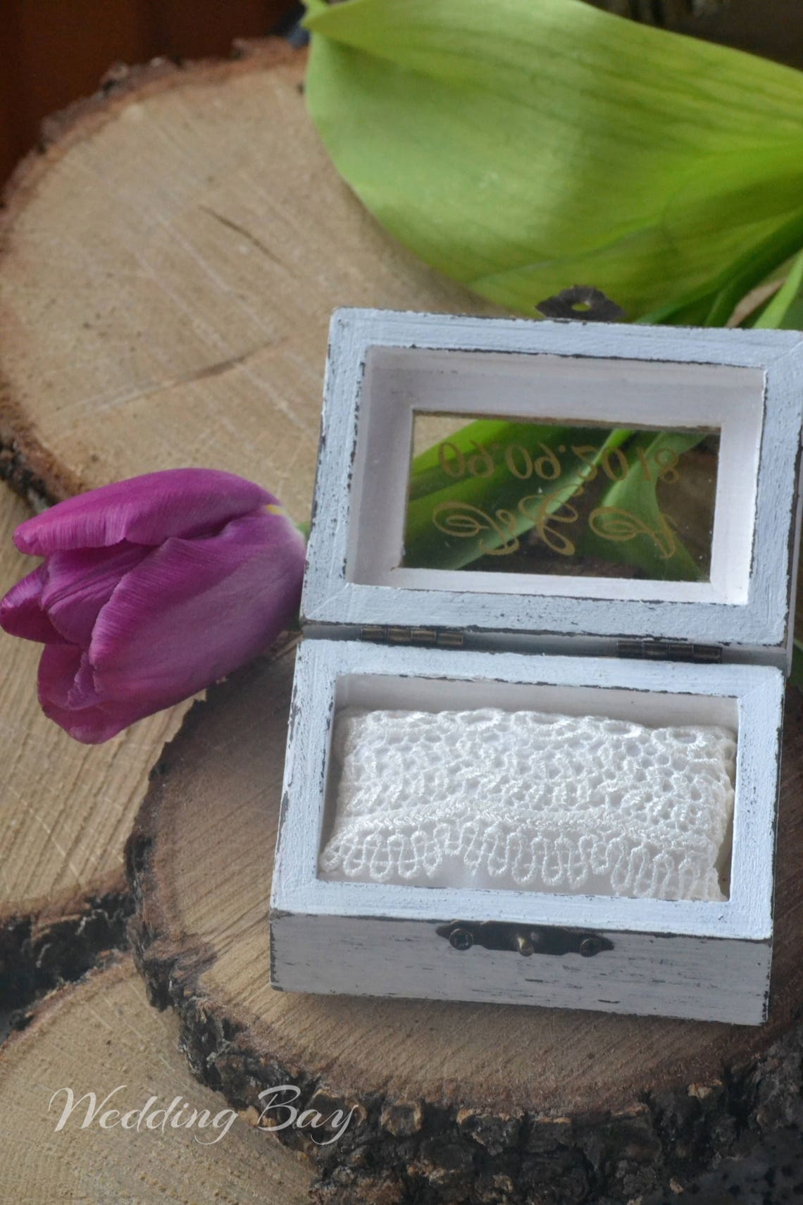 Vintage Ring Holder for wedding Personalized Rustic Ring Etsy