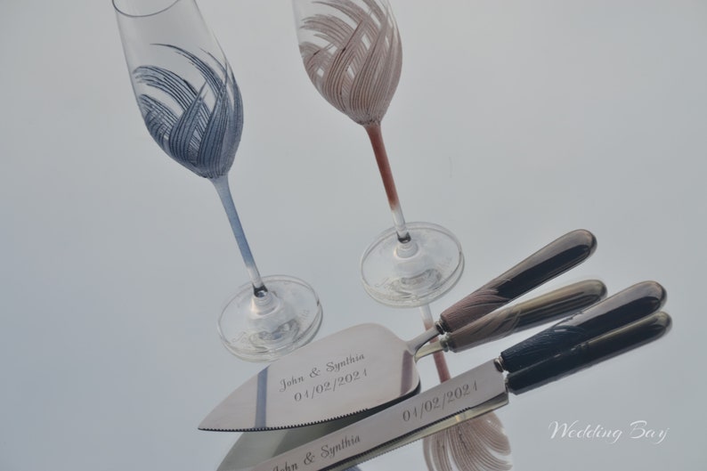 Blush and Navy Blue Wedding Set Wedding Glasses set and Etsy