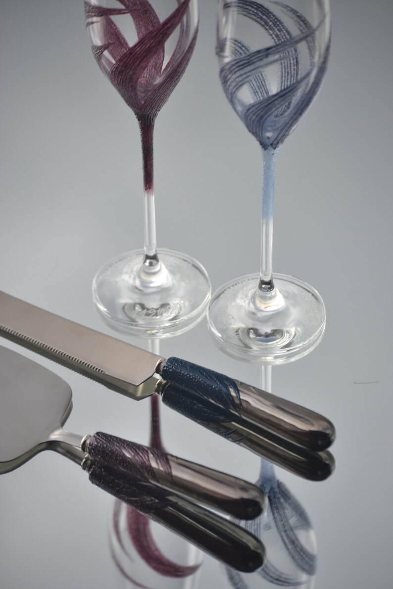 Blush and Navy Blue Wedding Set Wedding Glasses set and Etsy