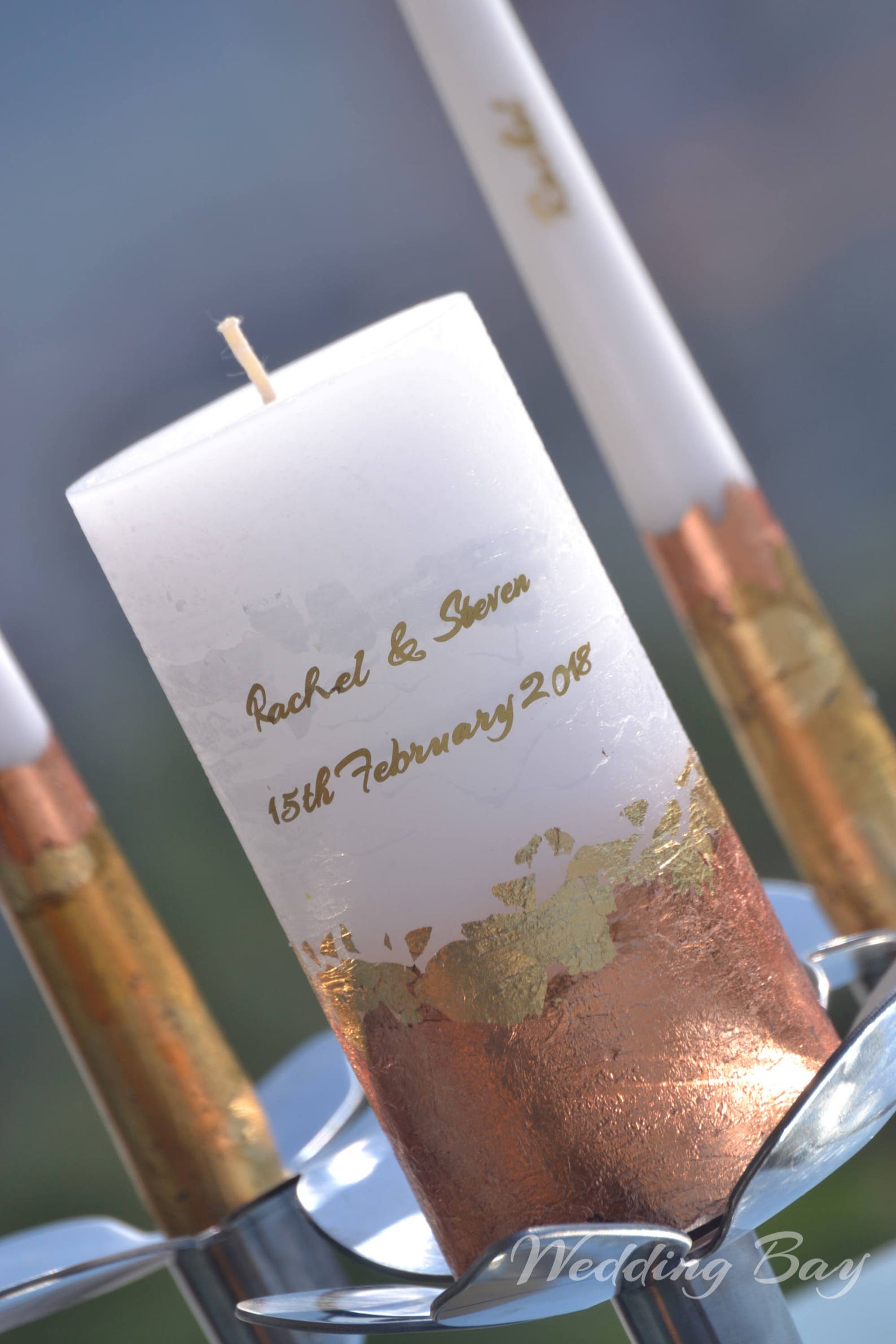 Rose Gold Unity Candle Set Wedding Candle Set Personalized Etsy