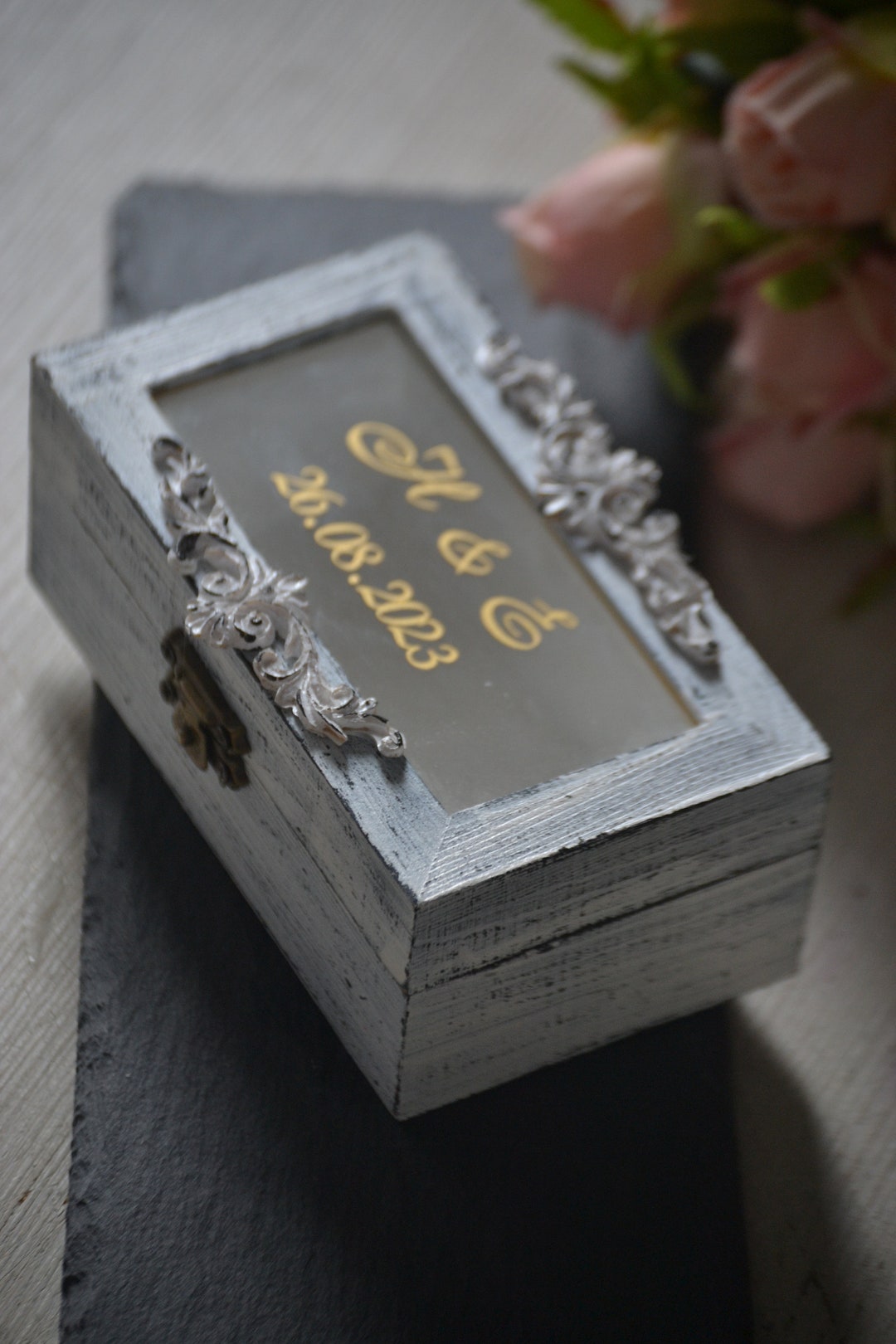 Vintage Ring Holder for Wedding Personalized Rustic Ring Etsy