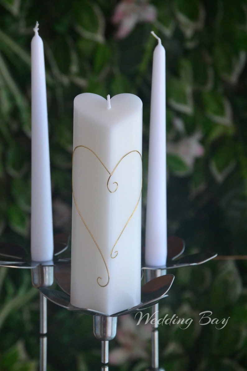 Unity Candle Set Heart Unity Candle Wedding Candles Etsy Canada