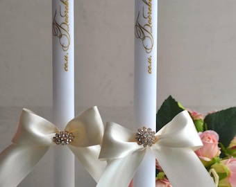 Set di 2 candele ortodosse personalizzate Lambades per matrimonio / Candele tradizionali greche per matrimonio per sposi