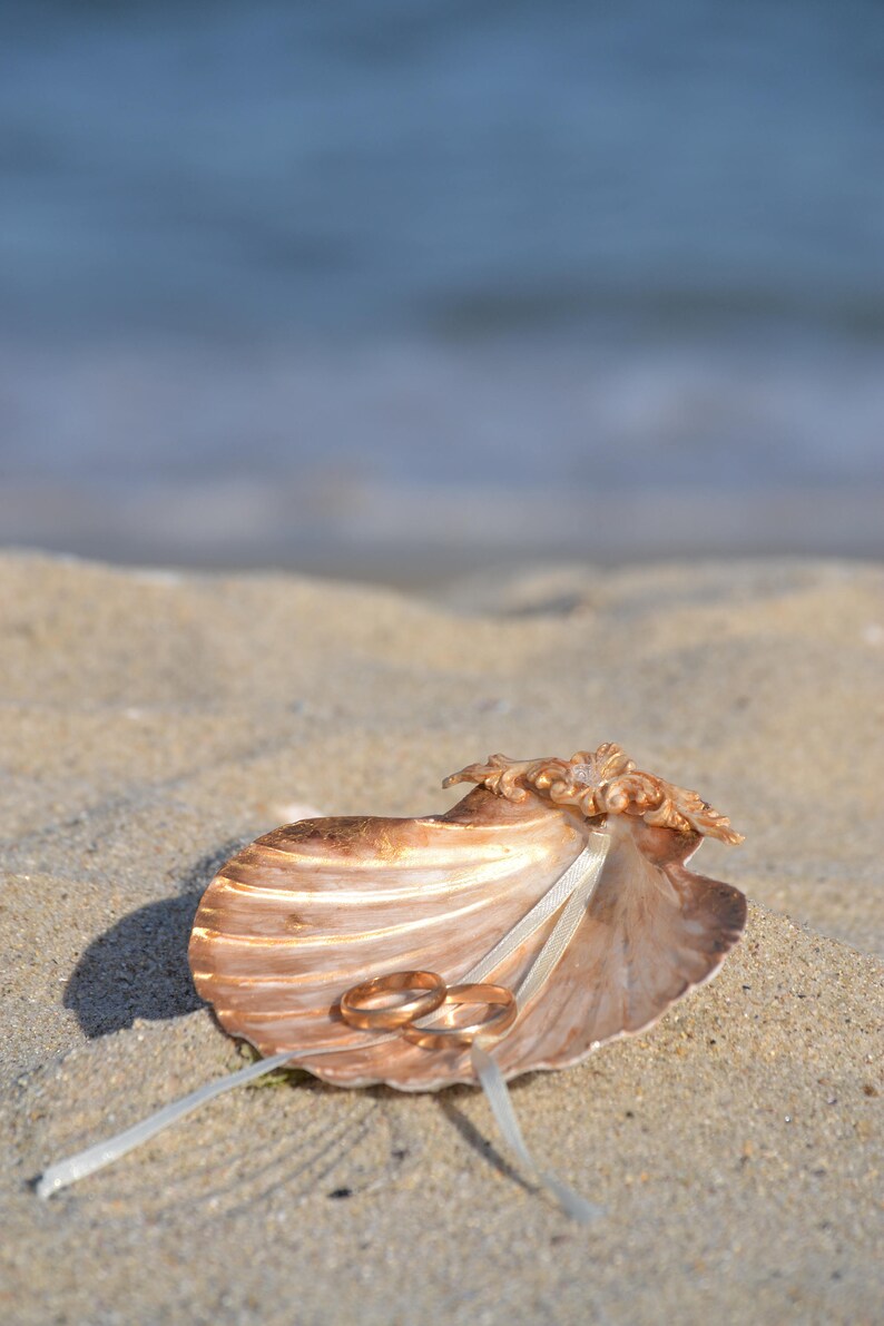 Seashell Ring Holder Rosegold Shell Ring Bearer Engagement Etsy UK