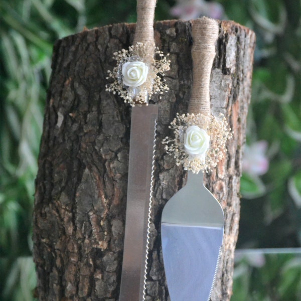 Rustic Wedding Cake Serving Set,  Cake server and cake knife, Personalized Serving Set, Wedding Cake Knife, Cake Cutter Set, set of 2pcs.