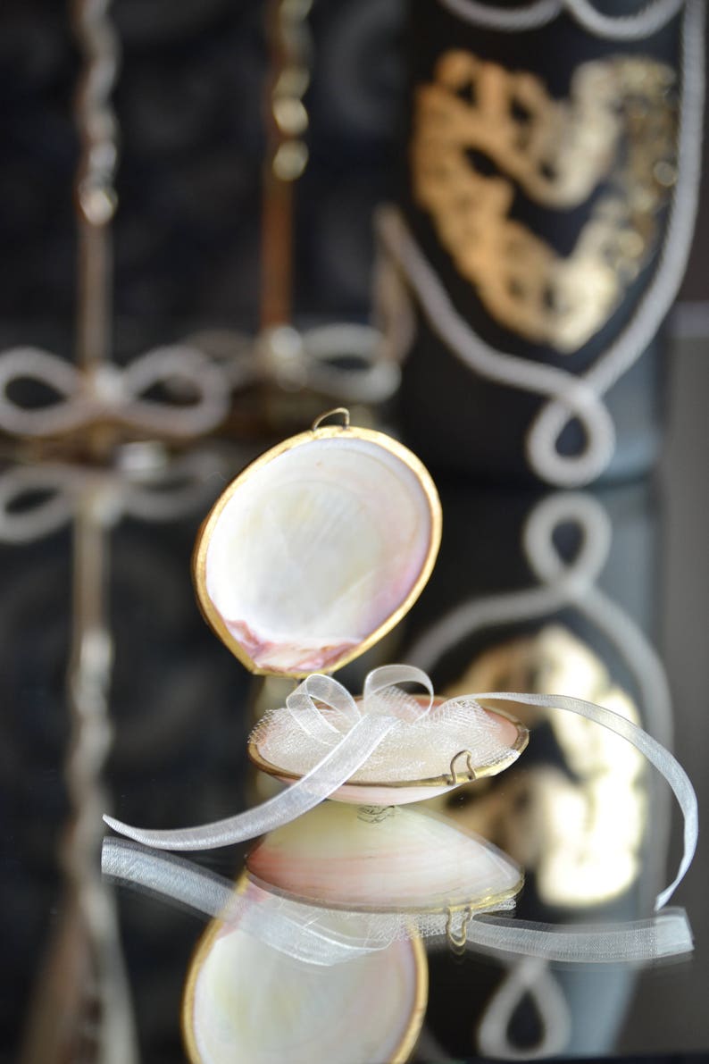 Seashell Ring Holder Gold Shell Ring Box Beach Wedding Etsy