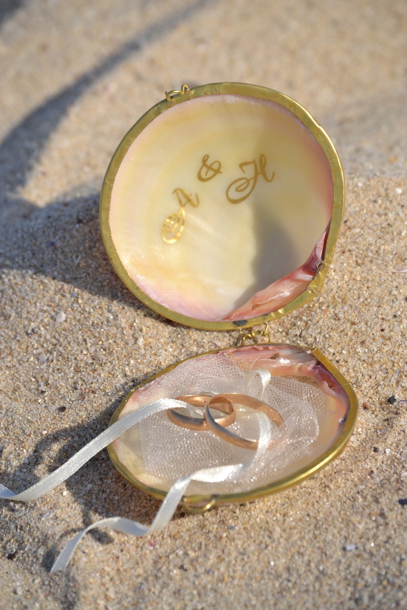 Seashell Ring Holder Gold Shell Ring Box Beach Wedding Etsy UK