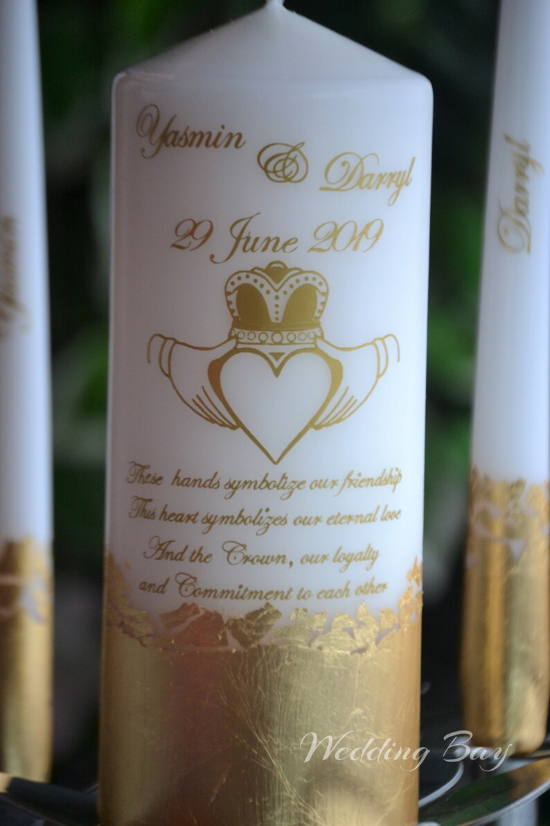 Claddagh Ring Candle Set Irish Wedding Candle Set With Hands Etsy