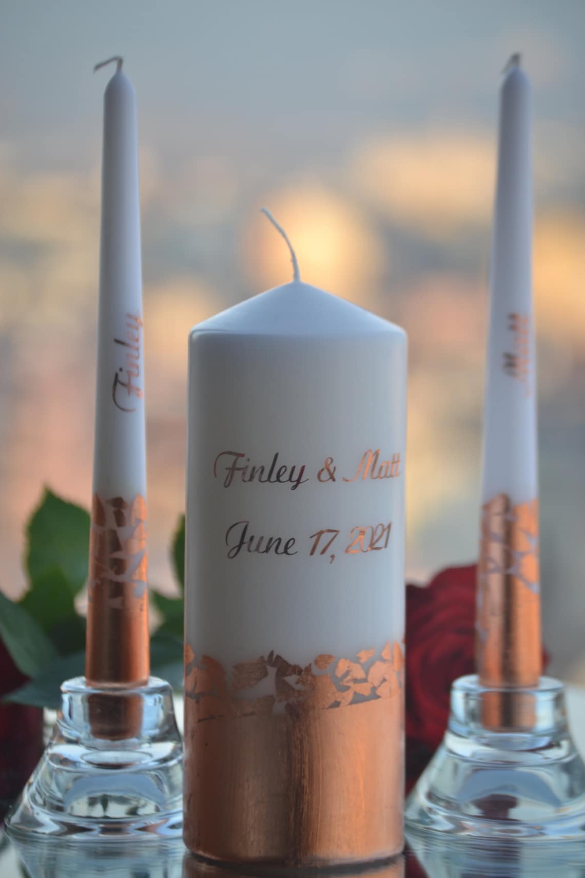 Unity ceremony ideas Unity candle set Gold unity candles | Etsy