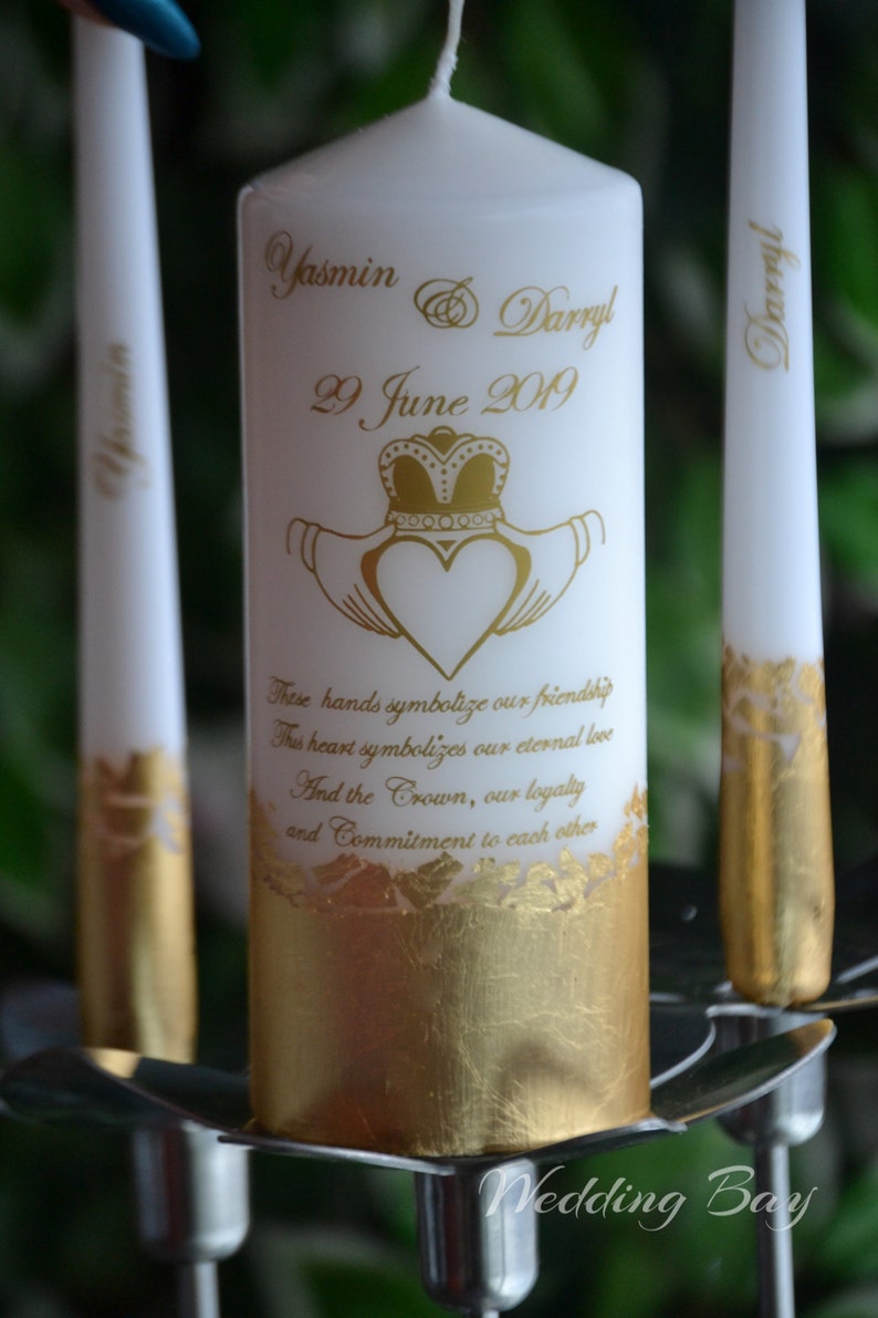Claddagh Ring Candle Set Irish Wedding Candle Set With Hands Etsy