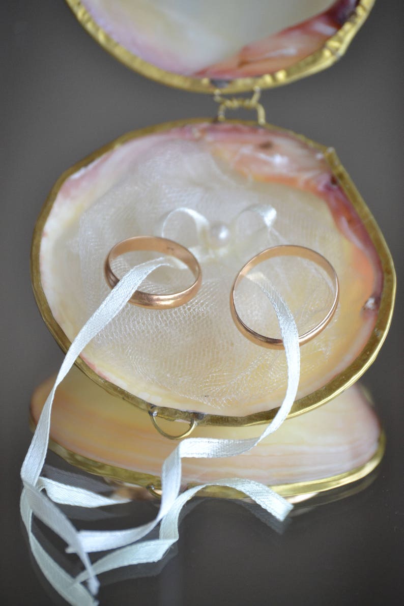 Seashell Ring Holder Gold Shell Ring Box Beach Wedding Etsy UK
