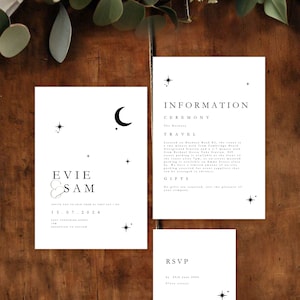 Celestial Wedding Invitation Set, Invitation Template, Modern Wedding Invites, Digital Download, Celestial Wedding Invite, Celestial Wedding